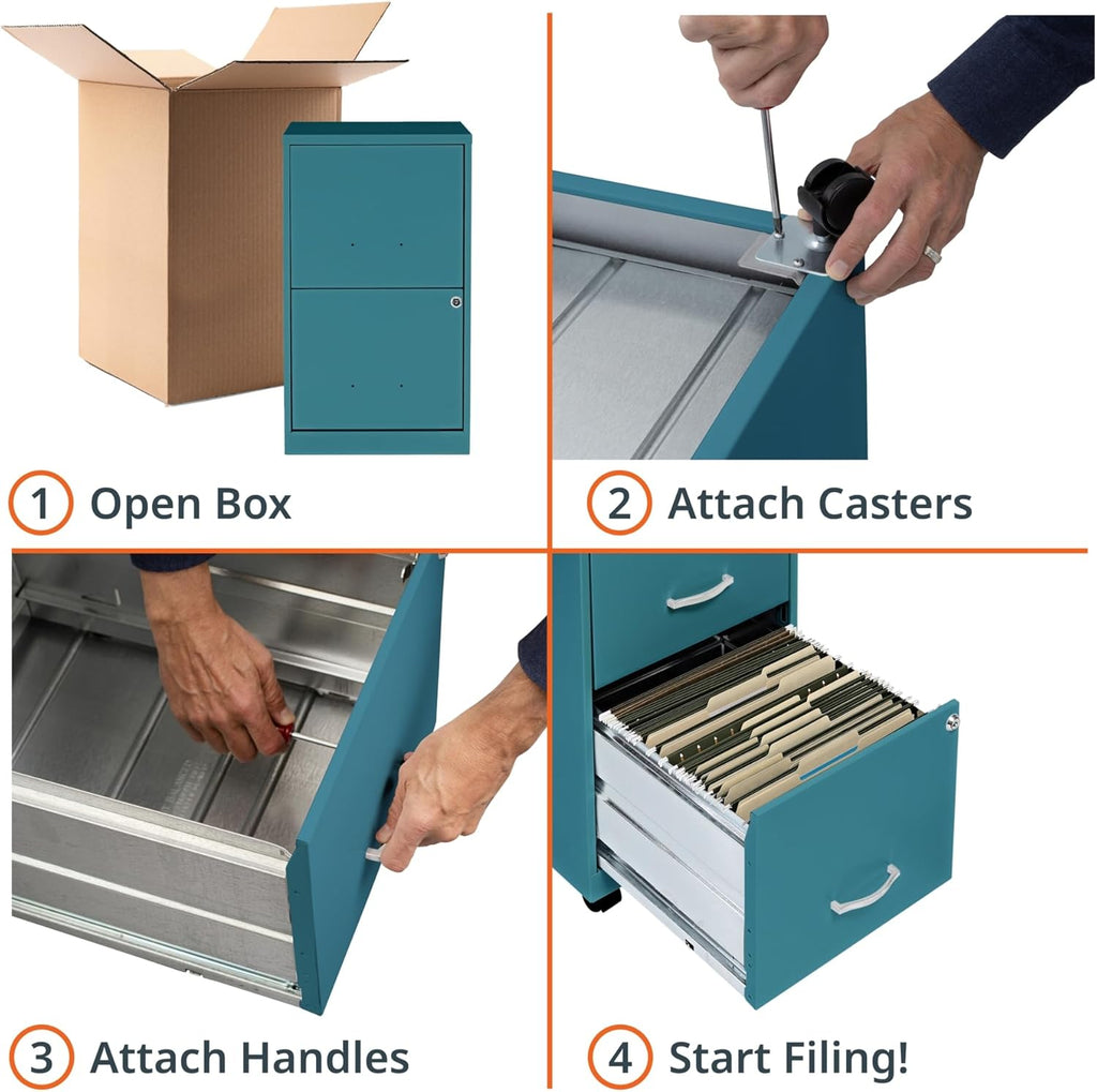 Lorell LYS SOHO File/File Mobile Cabinet, Teal