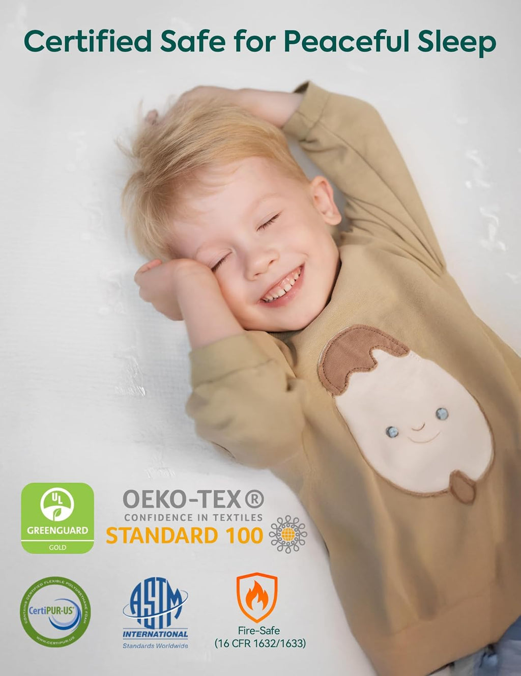 Babelio Breathable Crib Mattress, Dual-Sided, Memory Foam, Waterproof, Removable and Machine-Washable Cover, for Toddler and Baby 52" x 27.5"