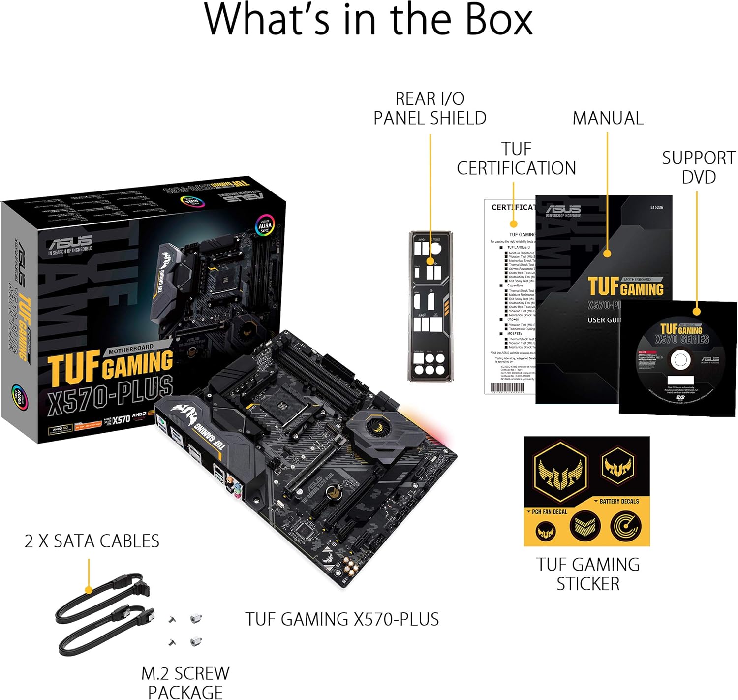 ASUS AM4 TUF Gaming X570-Plus AM4 Zen 3 Ryzen 5000 & 3rd Gen Ryzen ATX Motherboard with PCIe 4.0, Dual M.2, 12+2 with Dr. MOS Power Stage, HDMI