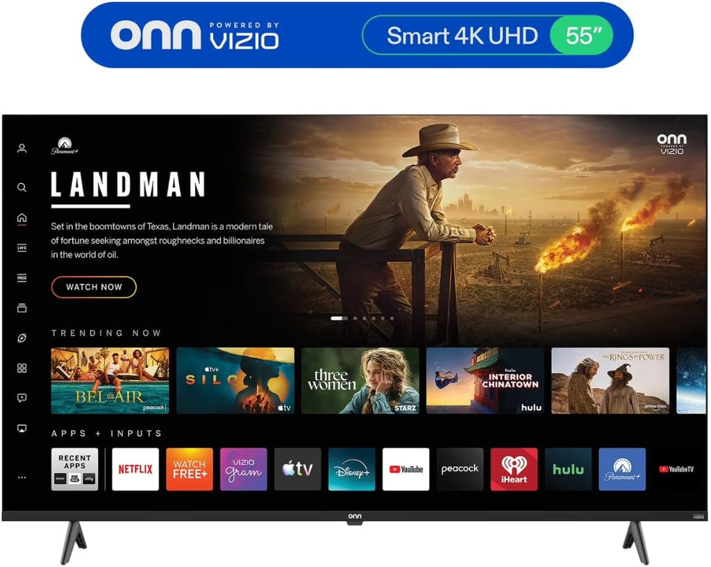ONN Smart TV 55" Powered by VIZIO Technology Class 4K UHD, Bluetooth, DTS:X and DTS:Virtual X, 60Hz Refresh Rate, Dolby Vision HDR, Smart Home + Free WallMount - 55S4V1 (Renewed)