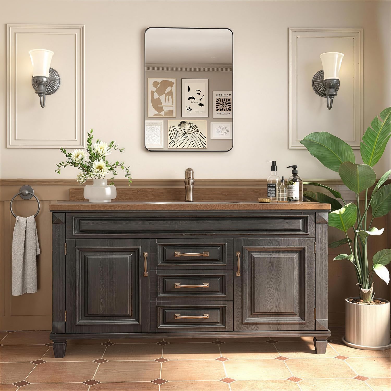 20x28 Inch Medicine Cabinet with Mirror for Bathroom, Black Aluminum Bathroom Medicine Cabinet, Recessed or Wall Mount Medicine Chest Over Sink, Modern Farmhouse Style, Fully Assembled
