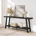 GarveeHome 70.87" Extra Long Console Table, Narrow Sofa Table Behind Couch, Black Entryway Table for Hallway Living Room Foyer, Farmhouse Accent Skinny Table, Black, 70.87" L x 14.02" W
