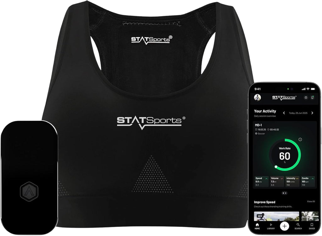 STATSports Academy Women's GPS Soccer Tracker Vest - Advanced All-in-One Sports Tracker with Drills, Coaching & Nutrition - Tracks 24 Key Metrics - Soccer GPS Vest Used by Pro Female Players, Adult M