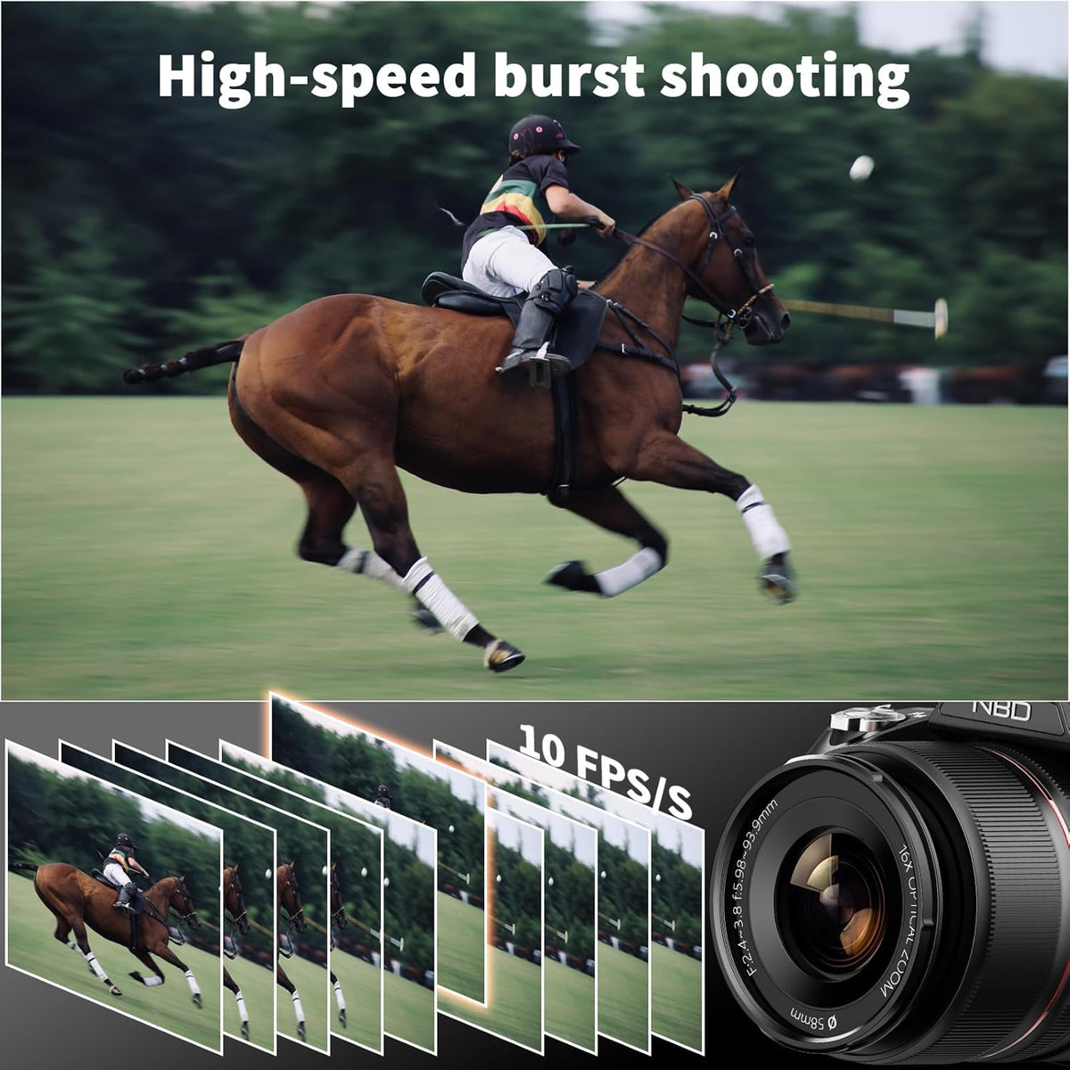 NBD 64MP Digital Cameras for Photography,5K Vlogging Cameras for YouTube,16X Optical Zoom Travel Point and Shoot Digital Cameras Fotograficas with 180°Flip Screen,58mm UV Lens,2 Batteries（Black）