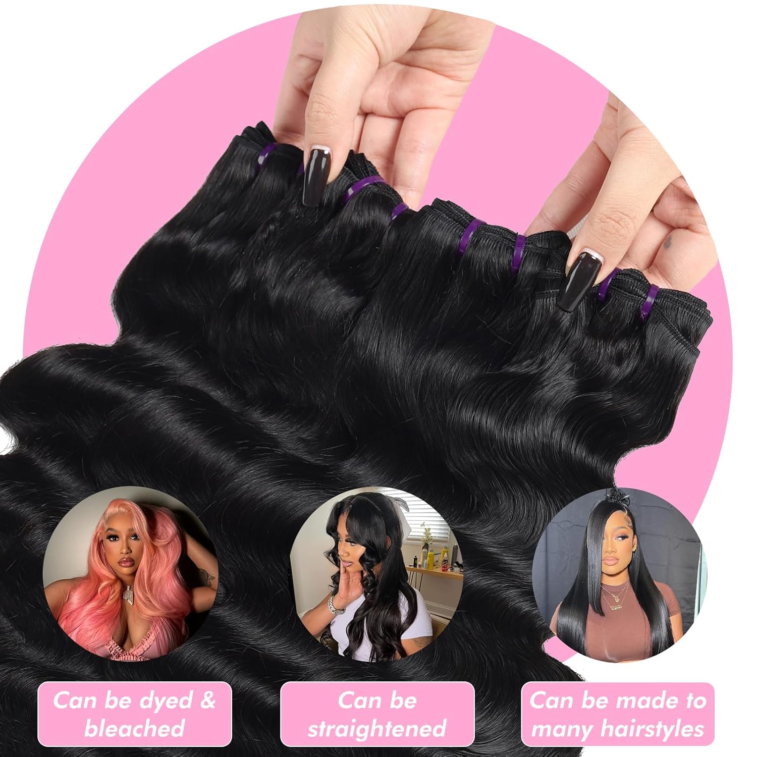 Beauty Queen 16A Body Wave Bundles Human Hair (20 18 16 Inch) 100% Unprocessed Brazilian Virgin Weave 3 Bundles Human Hair Full And Thick Remy Hair Extensions Natural Color for Women