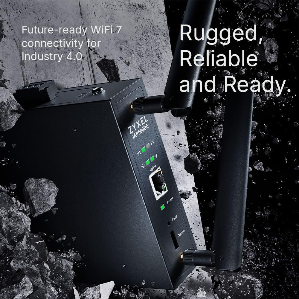Zyxel WiFi 7 BE5000 Wireless Access Point | Industrial Robust Product Design | 4-Stream Dual-Radio | Flexible Installation | Nebula App, Cloud, Controller, or Standalone | TAA Compliant IAP500BE