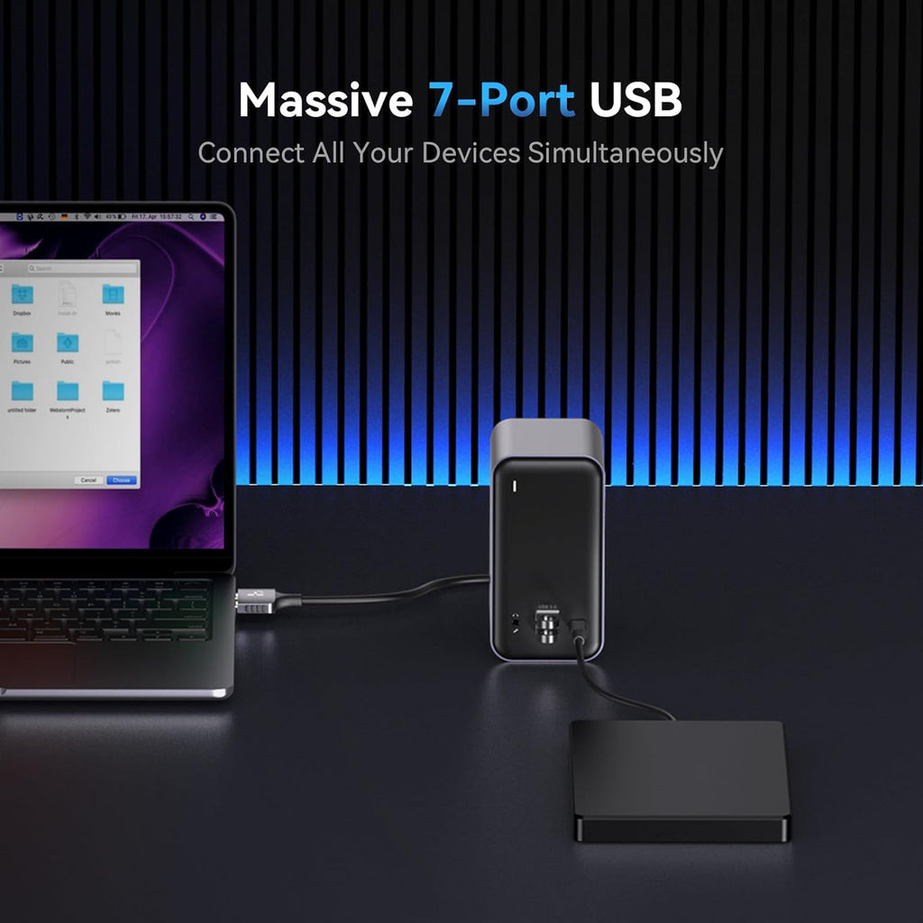 TobenONE 16-in-2 MacBook Docking Station Dual 4K@60Hz, USB C Dock with 2 HDMI/7 USB/Ethernet, for Business Users Home & Office Dual Monitor Setup