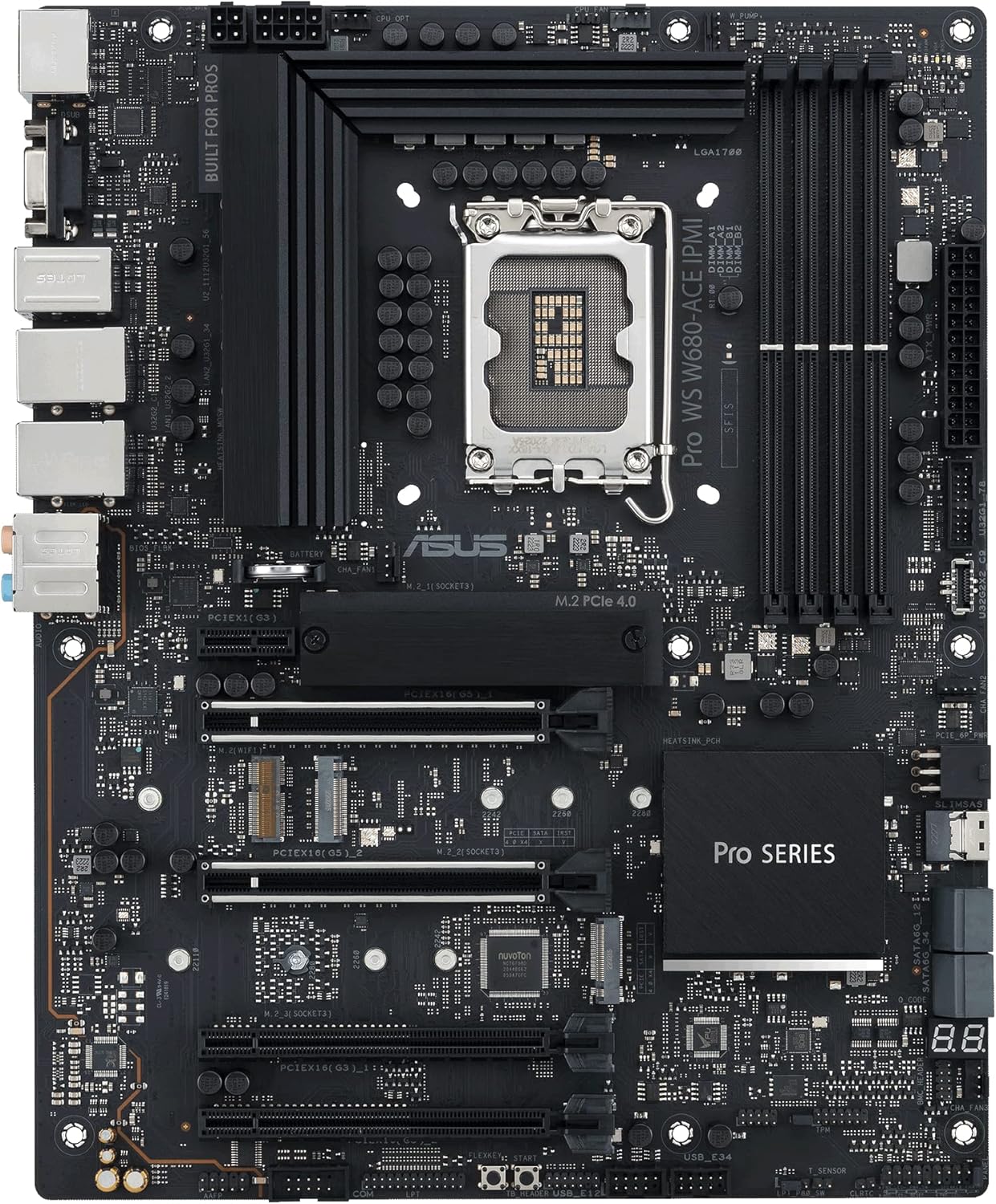 ASUS Pro WS W680-ACE IPMI Intel LGA1700 ATX workstation motherboard,2x PCIe 5.0x16 slot,DDR5,ECC memory,2x2.5 Gb Lan,3xM.2 slots,SlimSAS,BMC header,THUNDERBOLT4 Header,IPMI Expansion card bundled,ACCE