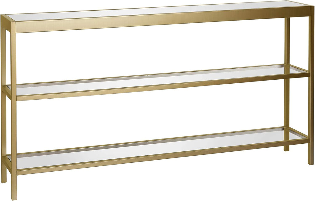 Henn&Hart 55" Wide Rectangular Console Table in Brass, Entryway Table, Accent Table for Living Room, Hallway