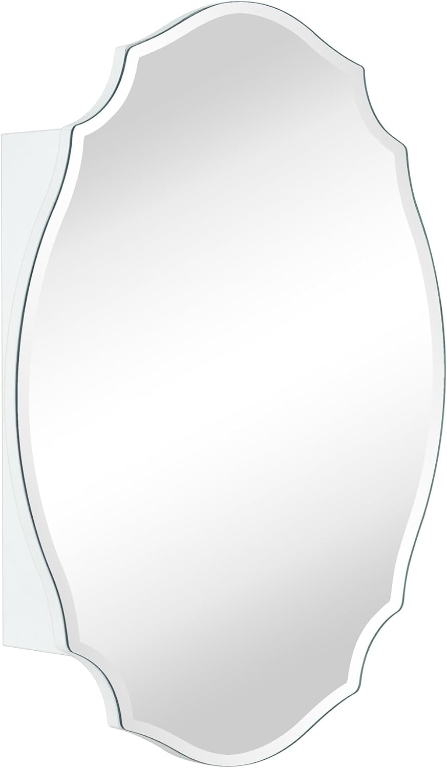 TOMACE Frameless Assymetrical Oval Medicine Cabinet with Beveled Mirror Irregular Surface Bathroom Medicine Cabinet Mirror with Storage for Bathroom 19'' H x 24'' W