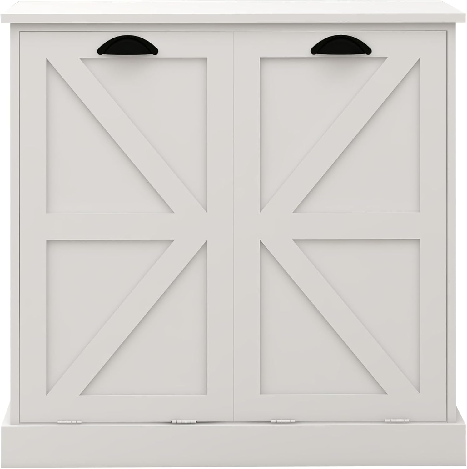 KEIKI White Tilt-Out Bathroom Laundry Sorter Cabinet with Dual Compartments & Removable Bags, Freestanding Hidden Hamper Storage with Anti-Tip Kit
