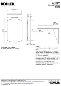 Kohler 3073-NA Archer 20" W x 31" H Aluminum Single-Door Bathroom Medicine Cabinet with Mirror, Recessed or Surface Mount Bathroom Wall Cabinet, Beveled Edges