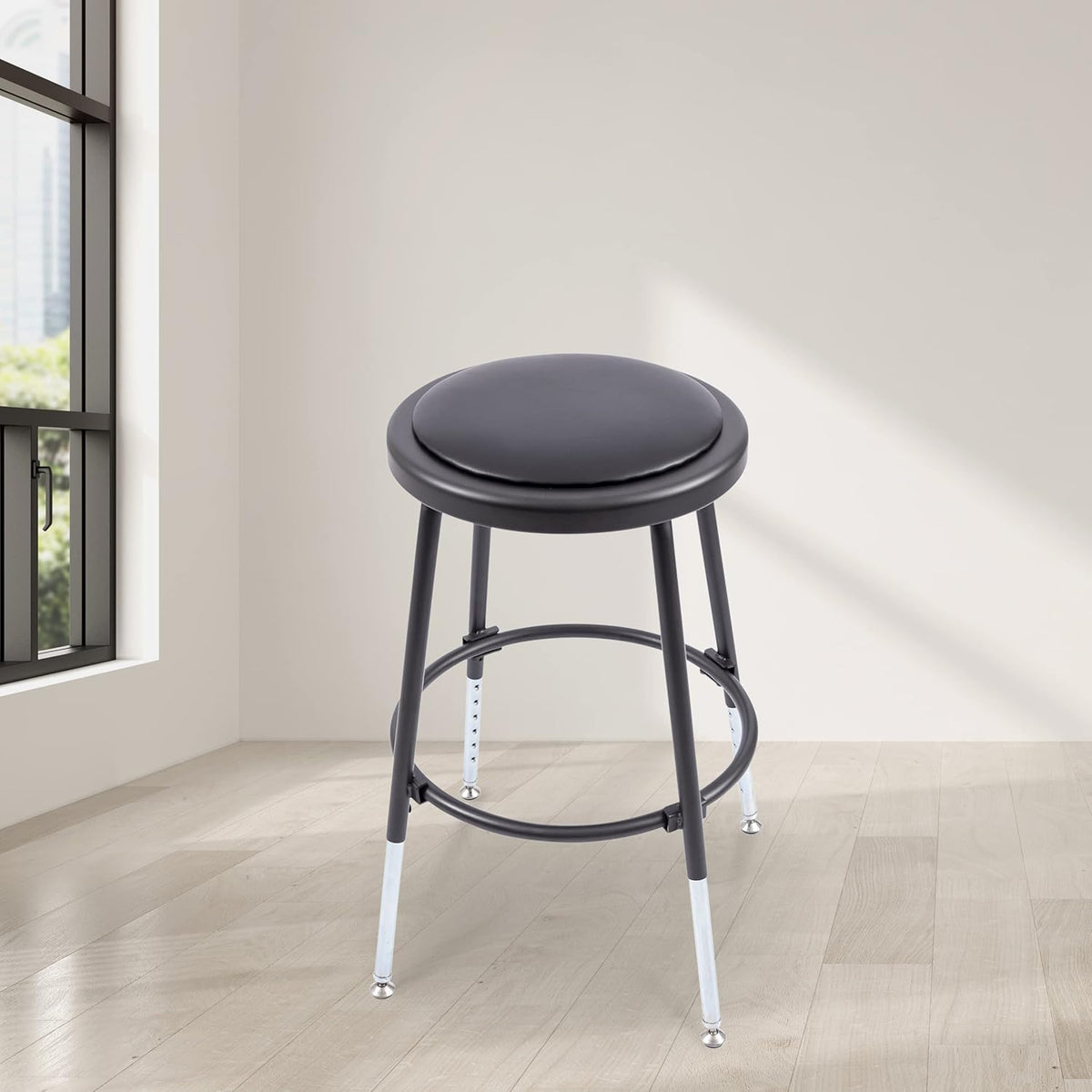 Stand Up Desk Store Stackable Adjustable-Height Classroom Office Workstation Stool (Black)