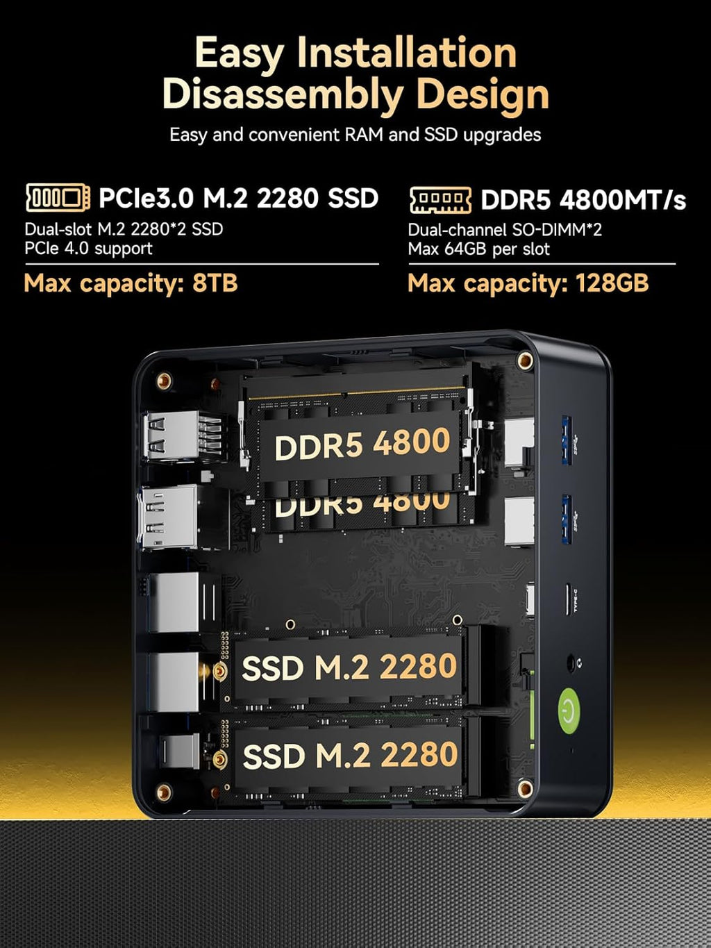 GMKtec M6 Ultra Gaming Mini PC Ryzen 7640HS (Upgraded 6600H/ 6800U), 32GB RAM DDR5 1TB SSD Dual NIC LAN 2.5GbE Desktop Computers Office Home, Triple 4K Display, WiFi 6, USB4, BT 5.2, DP, HDMI 2.0
