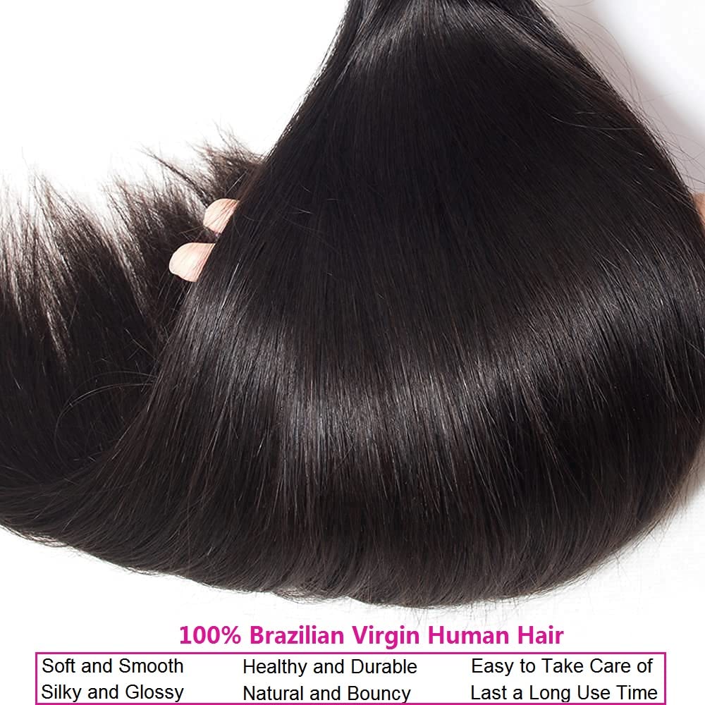 10A Brazilian Straight Human Hair Bundles 20 22 24 Inch 100% Unprocessed Virgin Straight Weave 3 Bundles Deals Human Hair