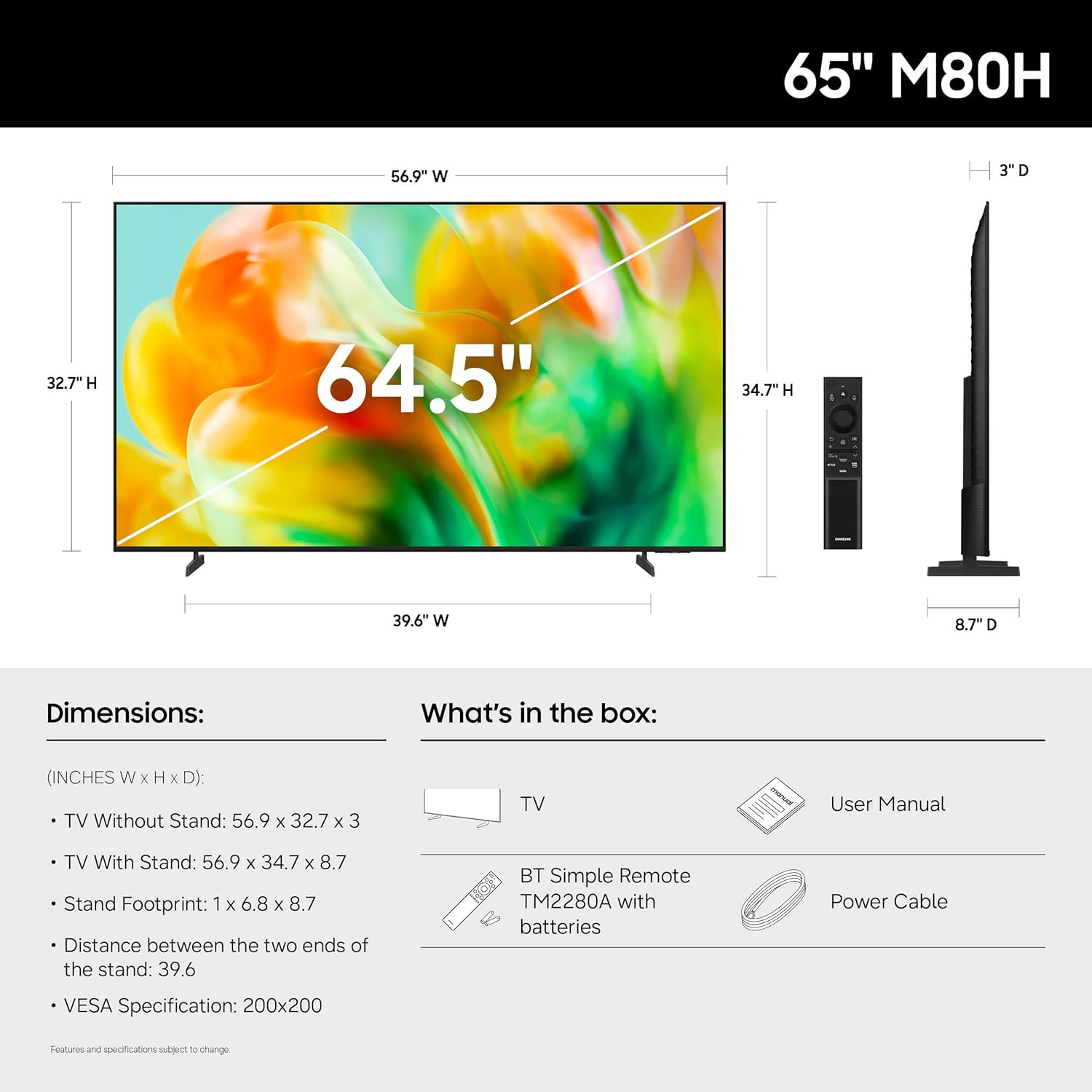 Samsung 65-Inch Class Mini LED M80H Series Samsung Vision AI Smart TV (2026 Model, 65M80H) Mini LED with AI Mode, Motion Xcelerator 144Hz, Pure Spectrum Color, Auto HDR Remastering, Alexa Built-in