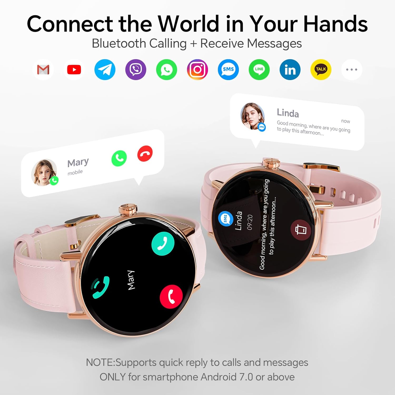 Smart Watch for Women,1.57" Touch Screen Smartwatch for iPhone& Samsung& Android,Answer/Make Call,Fitness Tracker with Heart Rate/SpO2/Sleep Monitor,IP68 Waterproof,110+ Sports Mode,2 Bands