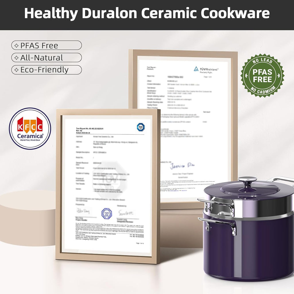 Nuwave Lux 13pc Forged Lightweight Cookware Set PFAS Free, Healthy G10 Duralon Ceramic Coating, Ultra Non-Stick, Stay-Cool Handles, Works on All Cooktops & Induction Ready