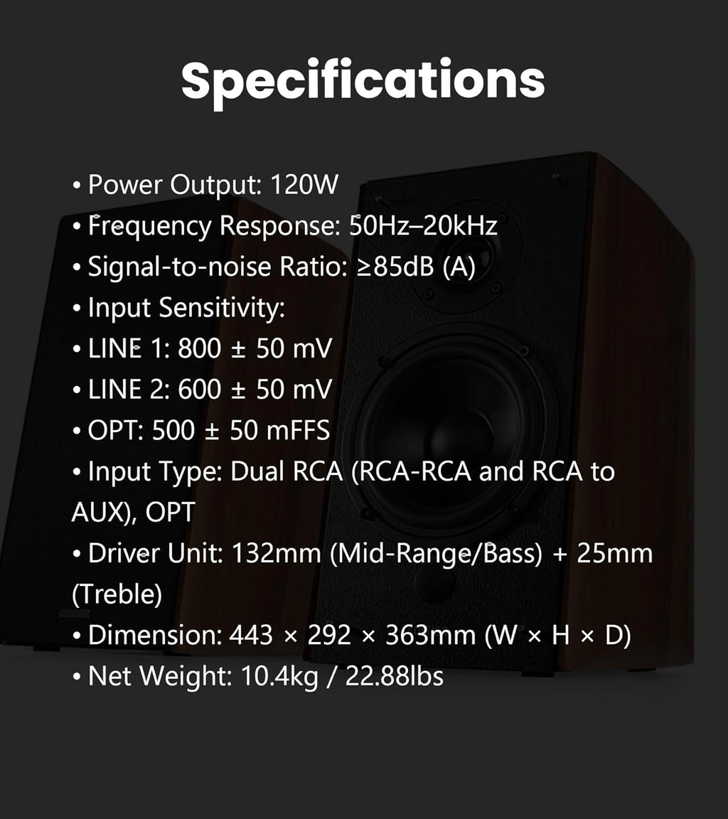 Edifier R2000DB Powered Bluetooth Bookshelf Speakers - Near-Field Studio Monitors - Optical Input - 120 Watts RMS (Warmoak)