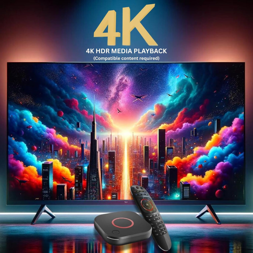 Raxxio MAG544w3 Set-Top Box – 4K HDR Streaming Media Player, 4K HDR Output, Amlogic S905Y4, Linux 4.9, Dual-Band Wi-Fi, HDMI Cable, Remote - Hardware Device Only