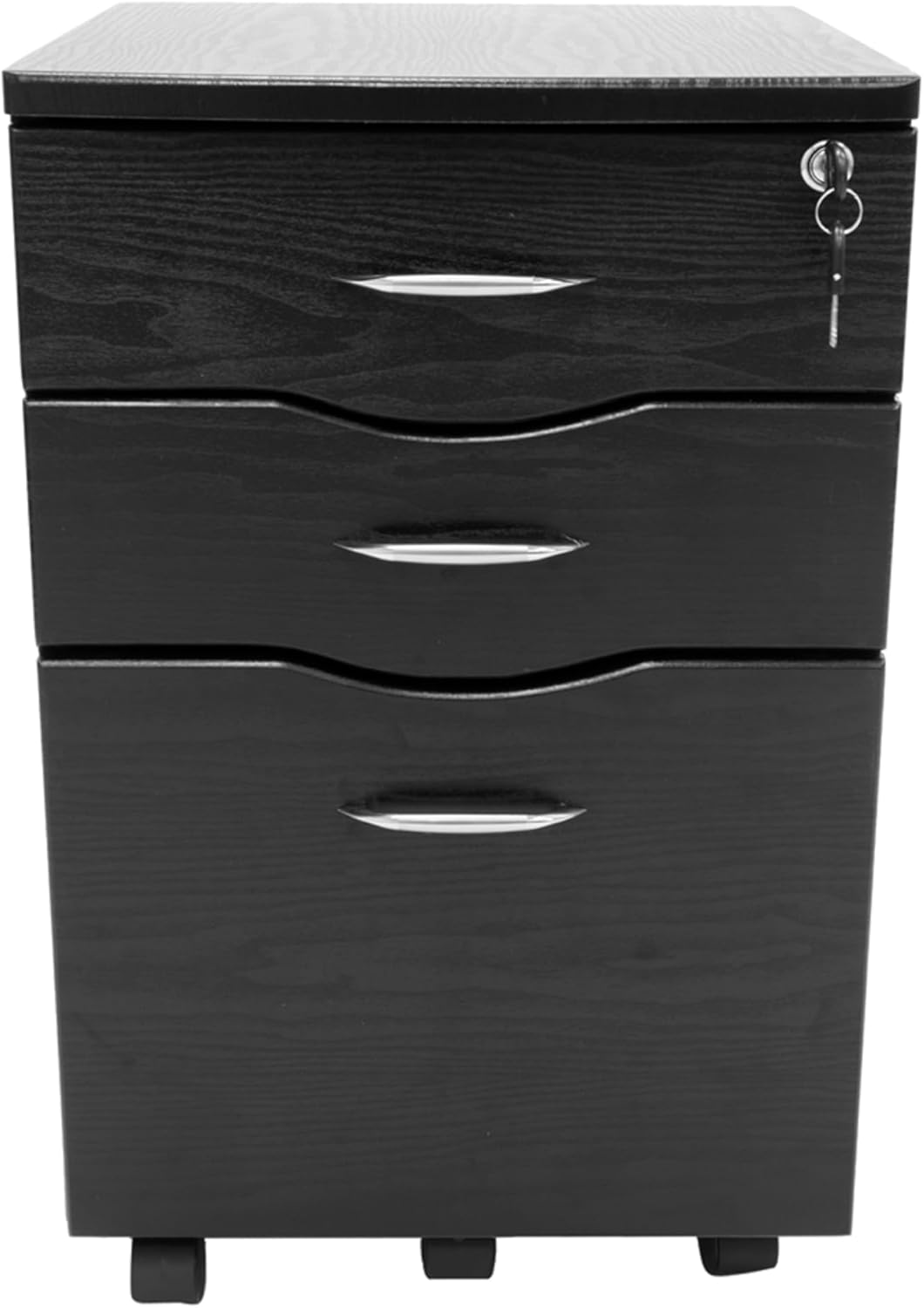 3 Drawer Rolling File Cabinet with Lock, Under Desk File Cabinet with Wheels, Printer Stand, Mobile Printer Shelf, Espresso Brown