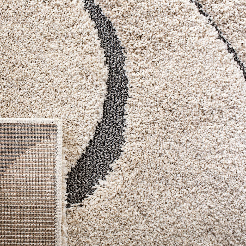 SAFAVIEH Florida Shag Collection Area Rug - 8'6" x 12', Cream & Grey, Non-Shedding & Easy Care, 1.2-inch Thick Ideal for High Traffic Areas in Living Room, Bedroom (SG471-1180)