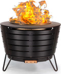 TIKI Patio Smokeless Outdoor Fire Pit, 25-Inch Wood-Burning Bonfire with Removable Ash Pan, Stand, and Weather-Resistant Cover