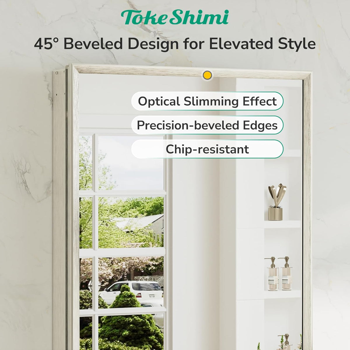 TokeShimi 20 x 26 Recessed Medicine Cabinet with Mirror, Assembly Required, Brushed Nickel Mirror Medicine Cabinet for Bathroom, Stepless Adjustable Shelves, Beveled Aluminum Frame, Tempered Glass