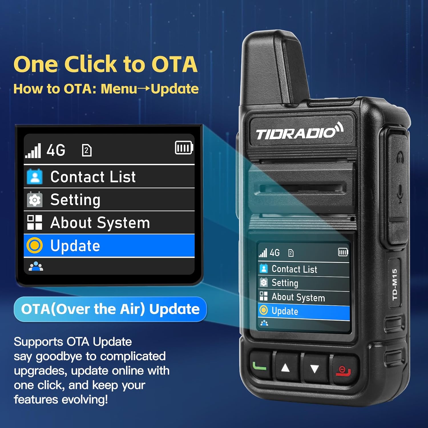 TIDRADIO Rapid Global Walkie Talkies 5000 Mile Long Range Poc radios, 4G LTE Unlimited Range Nationwide PTT Two Way Radios for Family, Logistics, Company, Construction Site with Sim Card(2Pack TD-M15)