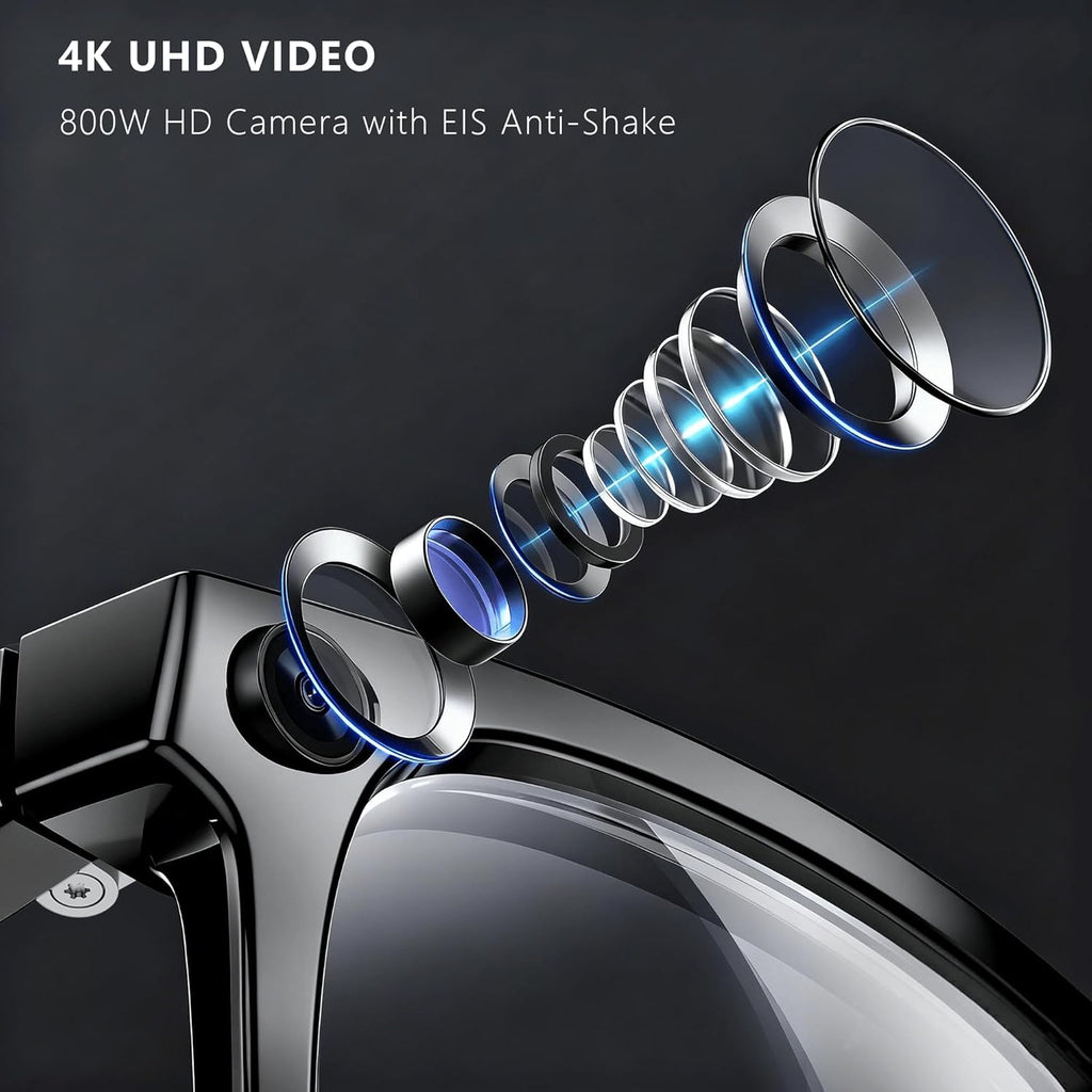 EarlySincere 4K AI Smart Glasses with Photochromic Lenses, Integrated ChatGPT AI Model, Real-Time Translation, HD Video Recording, Long Battery Life, Bluetooth 5.4 Wireless