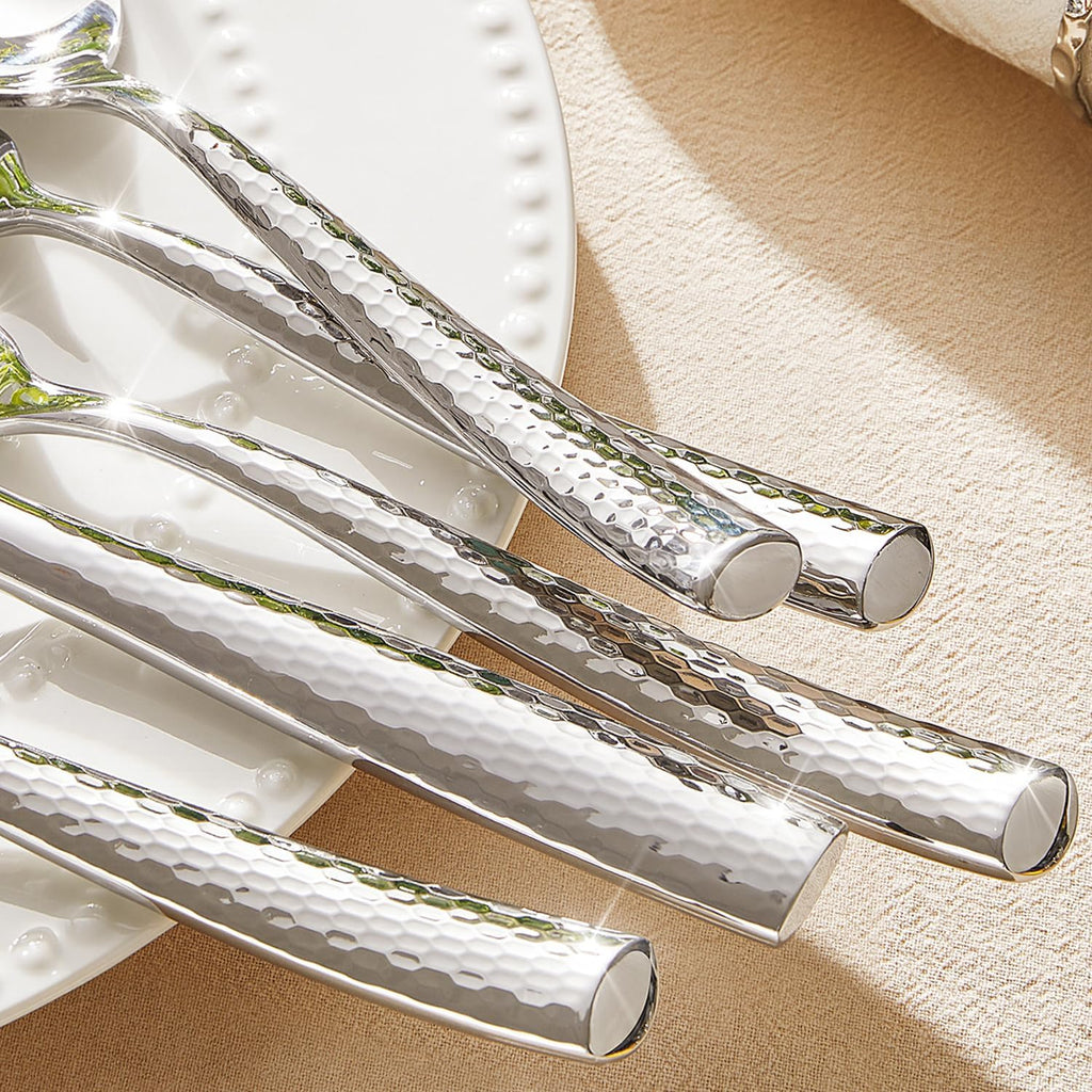 Kingstone Hammered Silverware Set, 60-Piece Flatware Set for 12, 18/10 Stainless Steel Heavy Duty Cutlery Set, Mirror Polished Utensil Sets for Home, Restaurant, Wedding, Dishwasher Safe