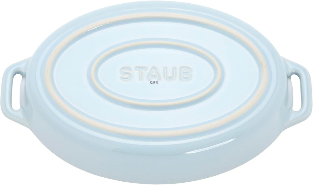 Staub Ceramic 4-pc Baking Pans Set, Casserole Dish with Lid, Brownie Pan, Light Blue