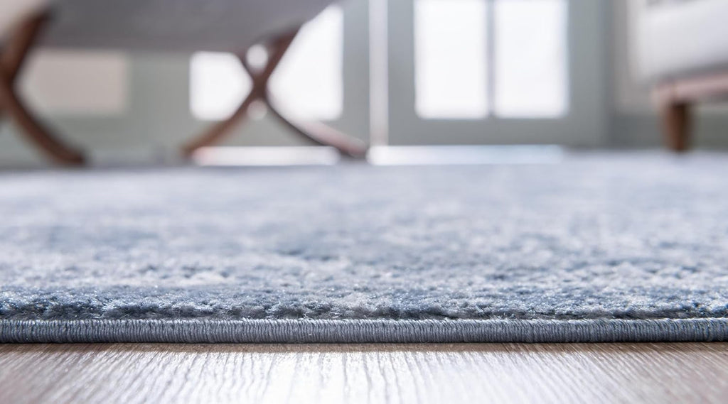 Rugs.com Oregon Collection Rug – 10' x 14' Blue Low-Pile Rug Perfect for Living Rooms, Large Dining Rooms, Open Floorplans