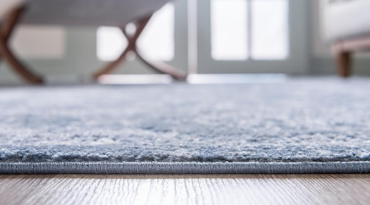 Rugs.com Oregon Collection Rug – 10' x 14' Blue Low-Pile Rug Perfect for Living Rooms, Large Dining Rooms, Open Floorplans