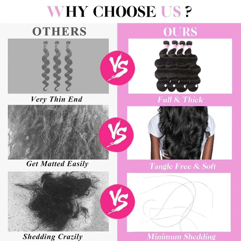 YISEA Human Hair Bundles Body Wave 4 Bundles (30 28 26 24 inches) 12A Grade Brazilian Virgin 100% Unprocessed Human Hair Body Wavy Bundles Natural Black Weave Hair Extensions