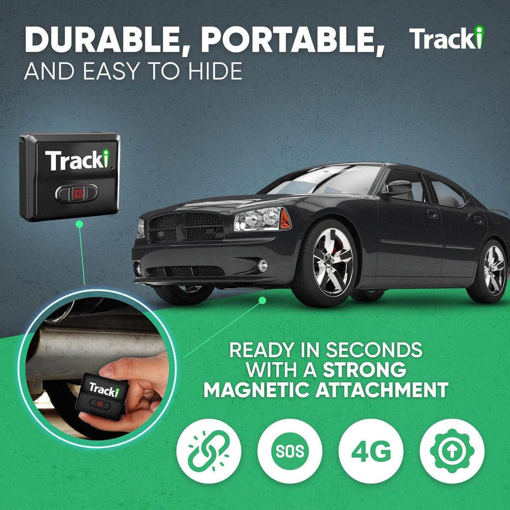 Tracki GPS Tracker for Vehicles – Real-Time 4G LTE Assets & Car Tracking Device with App, Magnetic Mount, Compact Design, Worldwide Coverage – iOS & Android (Tracker 1 Year Subscription Incl.)