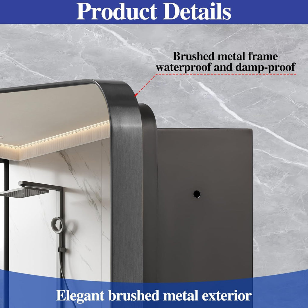 20" x 20" Bathroom Medicine Cabinet, Recessed or Surface Mount Square Mirror Cabinet with Stainless Steel Frame,Adjustable Metal Shelves, Wall Mounted Vanity Mirror with Bathroom Storage