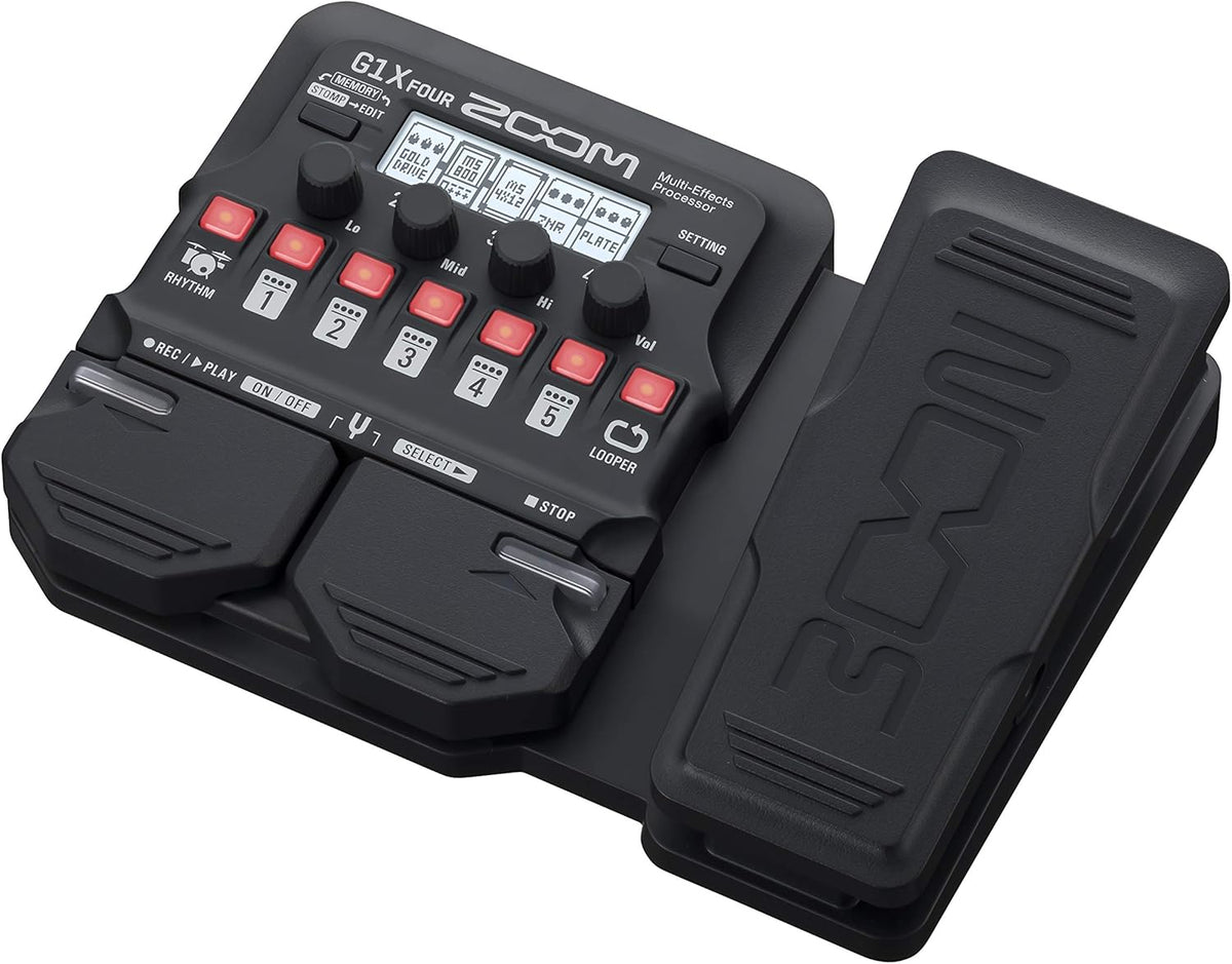 Zoom G1X FOUR Guitar Multi-Effects Processor with Expression Pedal, 70+ Effects & Amp Modeling, Looper, Rhythm Section, Tuner, Battery Powered