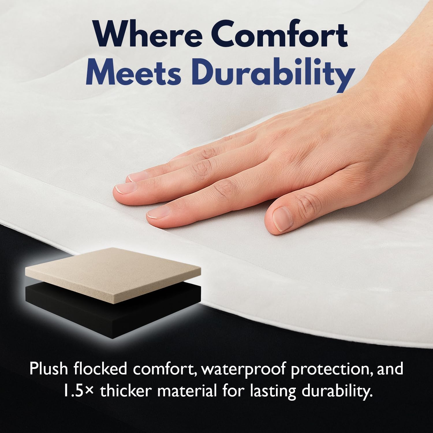 King Koil Luxury Full Size Plush Pillow Top Air Mattress with Built-in High-Speed Pump for Home, Camping & Guests 20" Inflatable Double High Blow Up Airbed, Durable, Waterproof