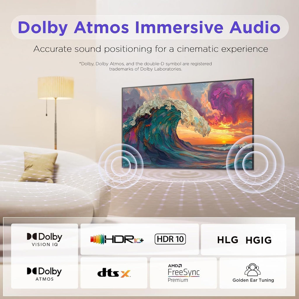 iFFALCON 55-Inch Class QLED 4K F75 Smart TV, Ultra-Slim 1.1'' Floating Picture Frame TV, Seamless Wall-Mount Installation | Dolby Vision IQ, 144Hz, Google TV, Alexa | Works w/Legacy Devices