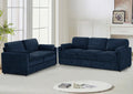 Classic Chenille Sofa Set with 2 Extra Armrest Pillows, Loveseat and 3-Seat Sofa with Upholstered Seat & Backrests, 2 Pieces Sectional Couch with Thickened Cushions for Living Room, Blue