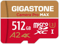 【5-Years Data Recovery】 GIGASTONE 512GB Micro SD Card, 4K Camera Pro MAX, Compatible with Gopro, Dash Cam, DJI, Drone, Security Camera, Speed Up to 170MB/s, UHS-I A2 4K U3 C10, with Adapter