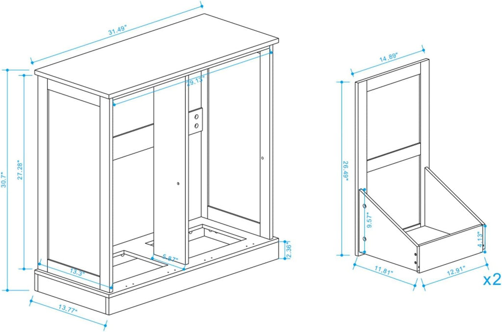 Bathroom Laundry Cabinet with 2 Baskets, Double Tilt Out Laundry Hamper Cabinet with Hidden Laundry Hampers, Freestanding Wooden Storage for Bathroom, Laundry Room, Kitchen