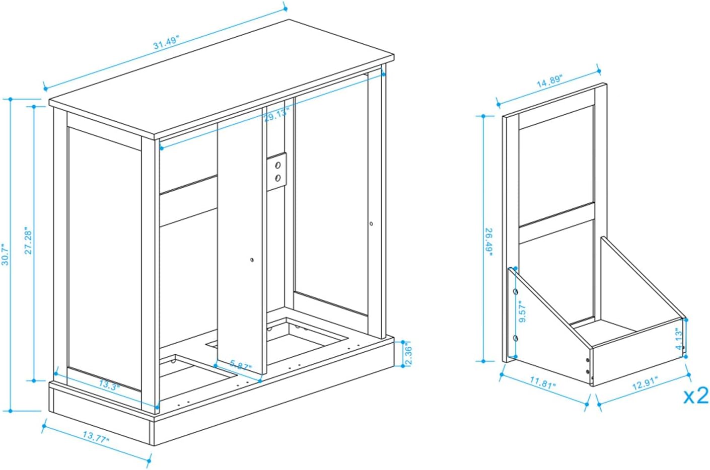 Bathroom Laundry Cabinet with 2 Baskets, Double Tilt Out Laundry Hamper Cabinet with Hidden Laundry Hampers, Freestanding Wooden Storage for Bathroom, Laundry Room, Kitchen