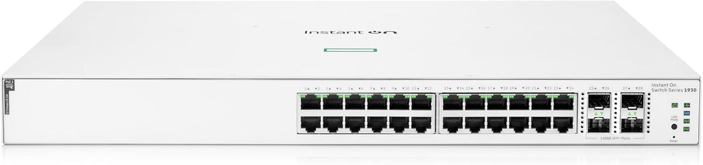 HPE Networking Instant On Switch Series 1930 24-Port Gb Smart-Managed Layer 2+ Ethernet Switch with PoE | 24x 1G | 4X SFP+ | 24x CL4 PoE 370W | US Cord (JL684B#ABA)
