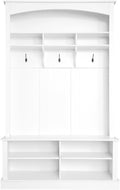 Hall Tree with Bench Shoe Storage Entryway Coat Rack 47.2'' Wide Multi-Functional 3 Hanging Hooks Open Space Rectangle Shelves Farmhouse Boho Furniture Organizer Hallway