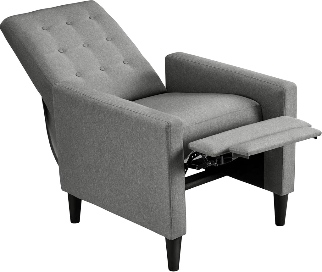 Yaheetech Fabric Recliner Chair Mid-Century Modern Recliner Adjustable Single Recliner Sofa with Thicker Seat Cushion Tufted Upholstered Sofa with Pocket Spring for Living Room Bedroom Gray Set of 2