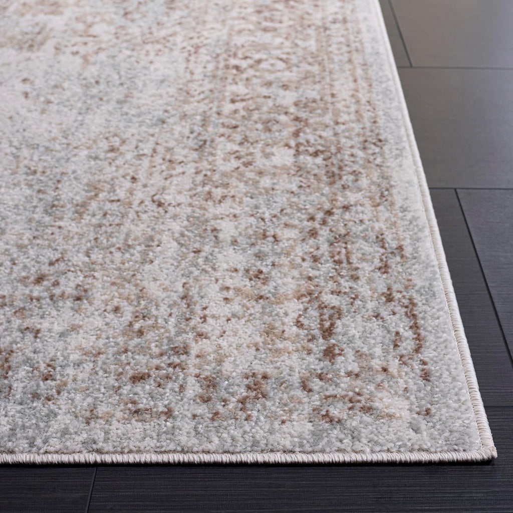 SAFAVIEH Evoke Collection Area Rug - 9' Square, Ivory & Taupe, Distressed Design, Non-Shedding & Easy to Clean, Ideal for Living Room, Bedroom, Dining Space (EVK256E)