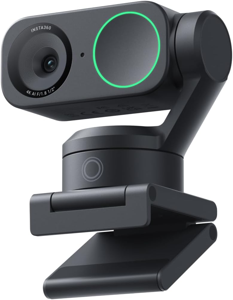 Insta360 Link 2 - PTZ 4K Webcam for PC/Mac, 1/2" Sensor, AI Tracking, HDR, AI Noise-Canceling Mic, Gesture Control for Streaming, Video Calls, Gaming, Works with Zoom, Teams, Twitch