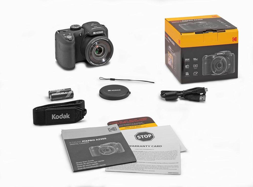Kodak PIXPRO AZ255-BK 16MP Digital Camera 25X Optical Zoom 24mm Wide Angle Lens Optical Image Stabilization 1080P Full HD Video 3" LCD Vlogging Camera (Black)